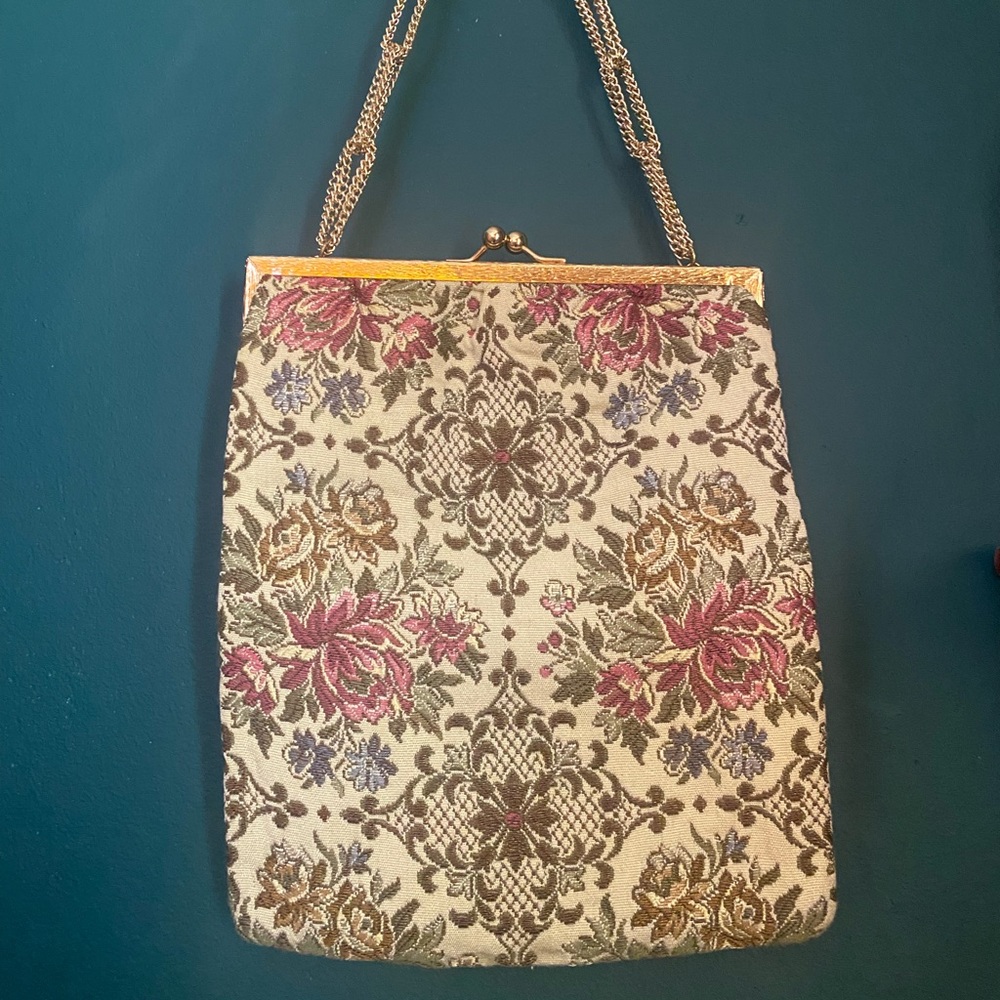Antique Floral Tapestry Purse